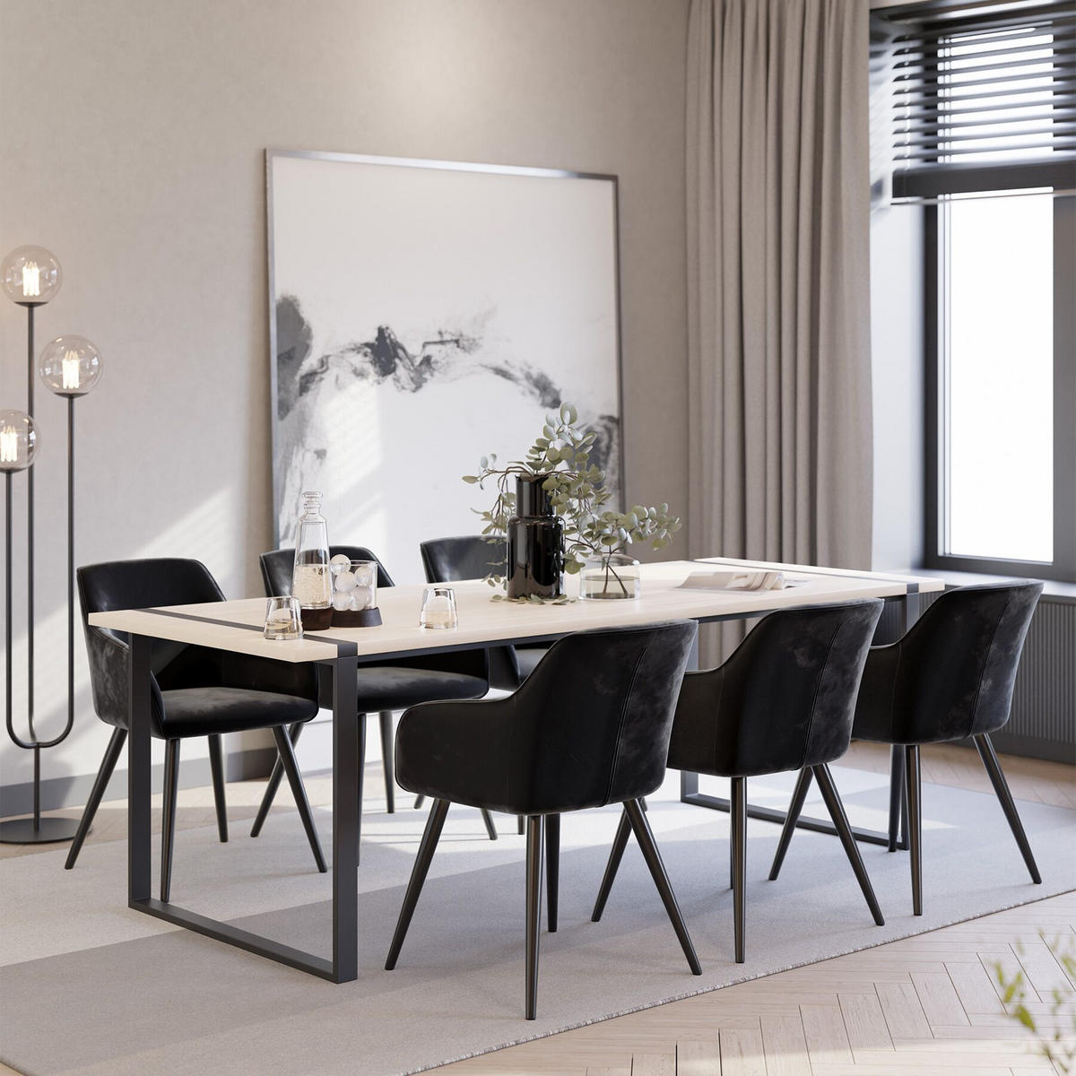 ESSZIMMERSTUHL 8er Set Marilyn 58 x 62 x 82 cm schwarz - Schwarz, Textil (58/82/62cm) - tectake