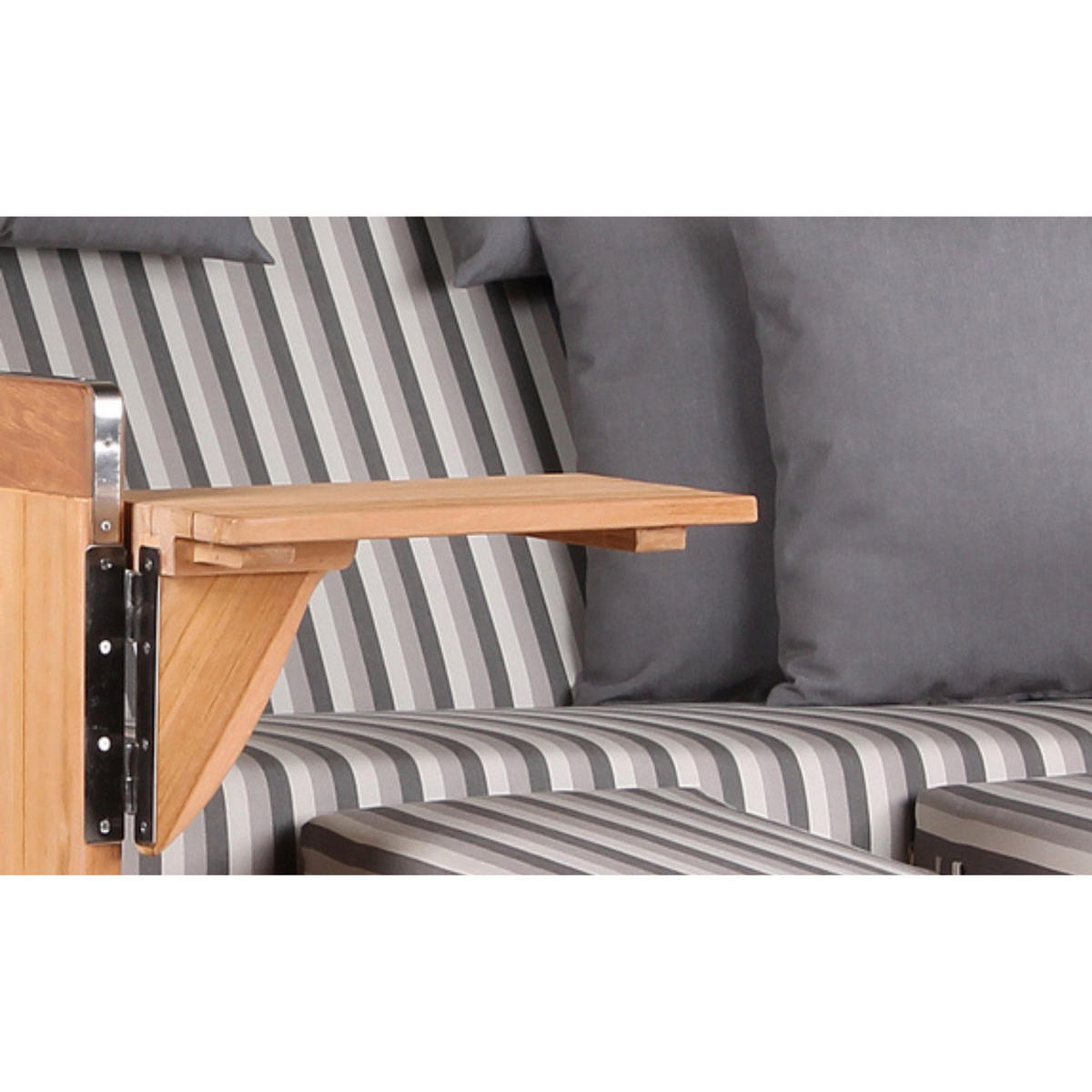 STRANDKORB Baltikum Teak 2,5 Sitzer - Braun/Grau, Holz/Metall (142/170/95cm) - Mr. Deko