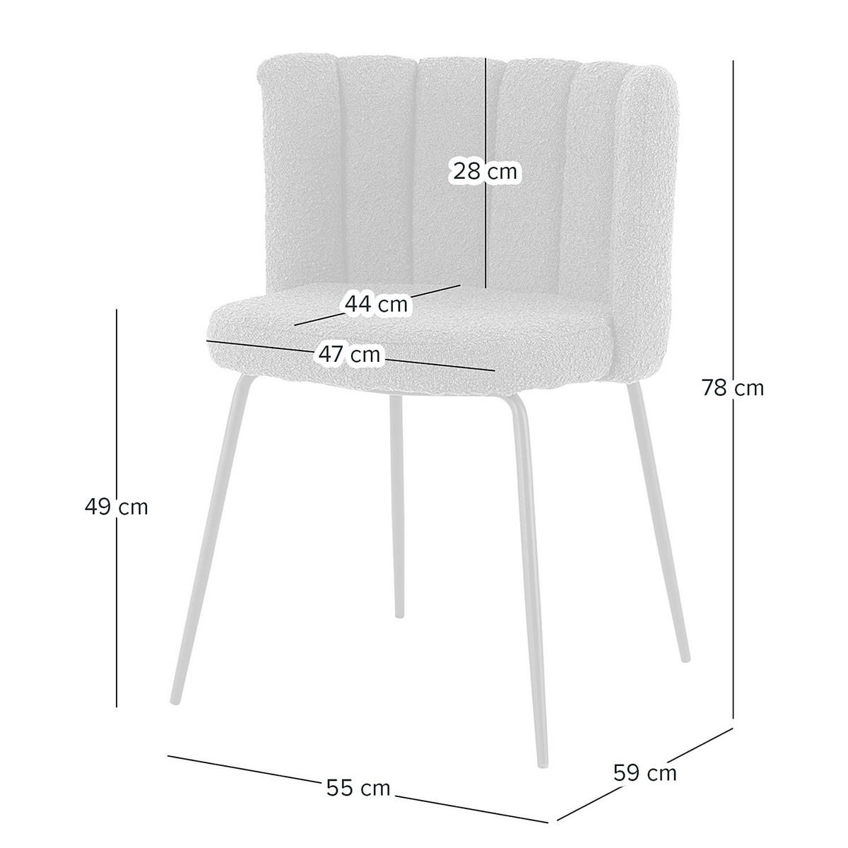 POLSTERSTUHL - Bouclé / Eisen, 2er-Set - Creme/Schwarz, Textil (55/78/59cm) - home24