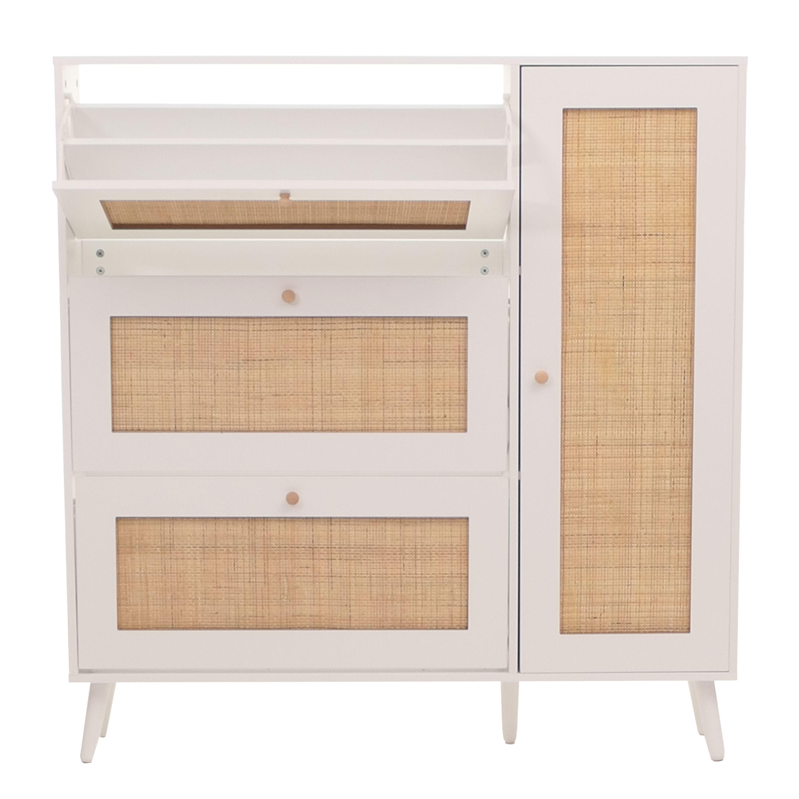 RATTAN-SCHUHKIPPER Weiß - Weiß, Holz (120/127/24cm) - MCW