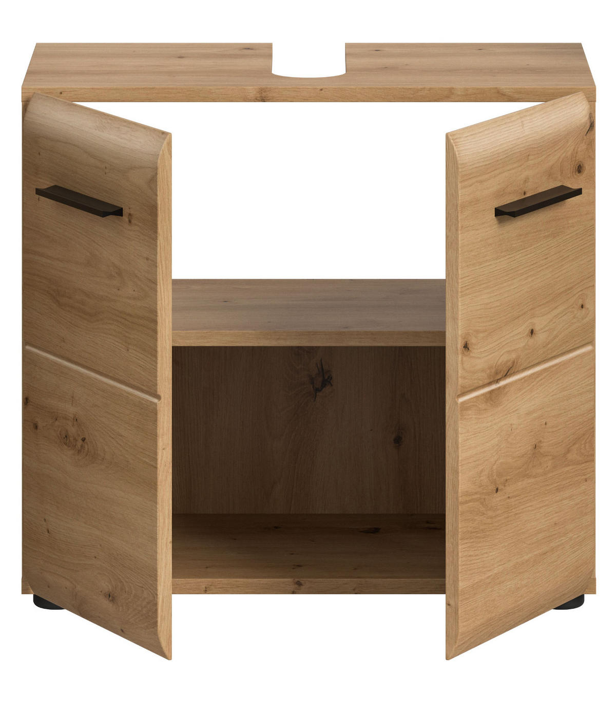 WASCHBECKENUNTERSCHRANK Eiche Artisan, Badezimmer Unterschrank 2-türig, Breite 60 cm - Schwarz/Eiche Artisan, Holzwerkstoff/Kunststoff (60/54/30cm) - Inn.Furn