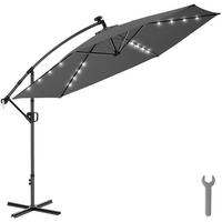 AMPELSCHIRM Artemis, mit LED Solar-Beleuchtung, inkl. Schutzhülle, grau - Grau, Metall (350/337cm) - tectake
