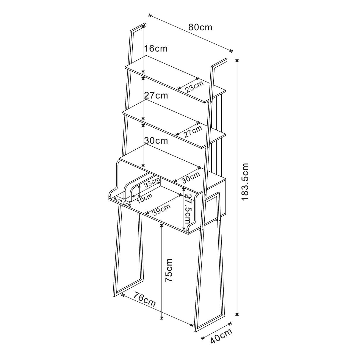 PSACÍ STŮL Storfjord - černá, kov/kompozitní dřevo (40/80/183.5cm) - [en.casa]