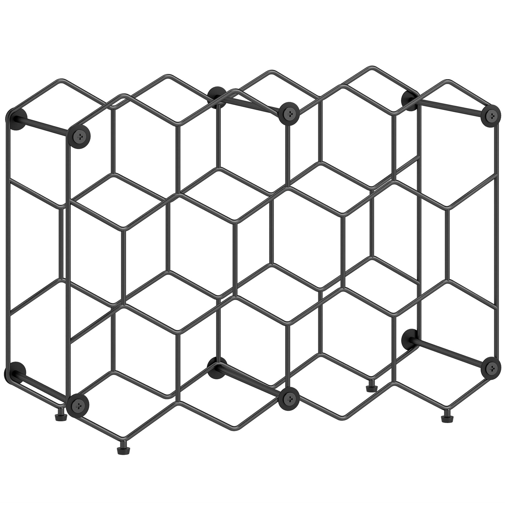 WEINREGAL Metall Schwarz - Schwarz, Metall (15.5/31/43cm) - HOMCOM