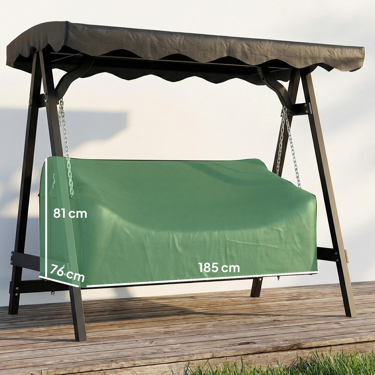 GARTENSCHAUKEL-ABDECKUNG Oxford-Stoff Schwarz - Schwarz, Textil (76/81/185cm) - Outsunny