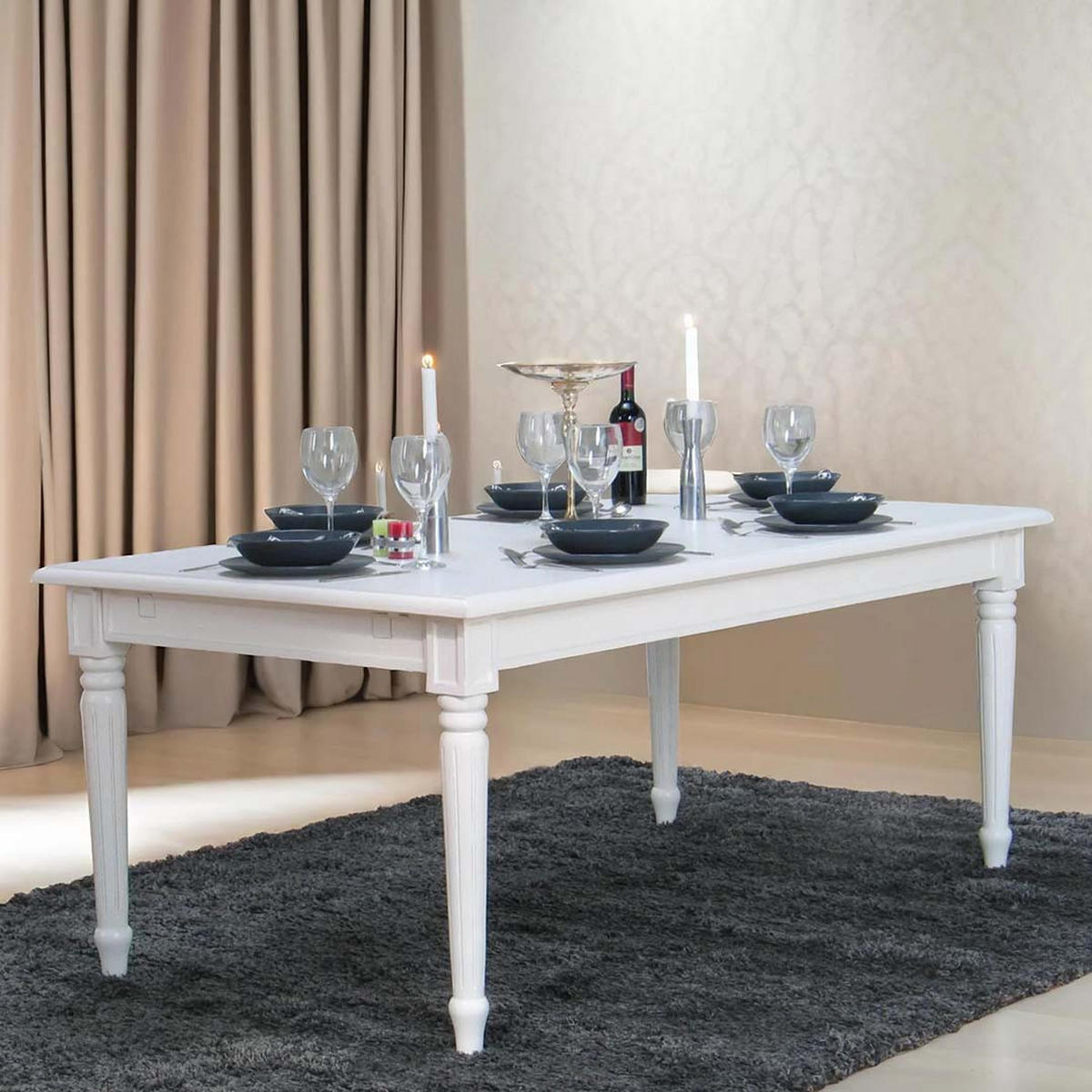 ESSTISCH 100x180/280 cm antik weiß - Weiß, Holzwerkstoff (100/180/75cm) - ebuy24