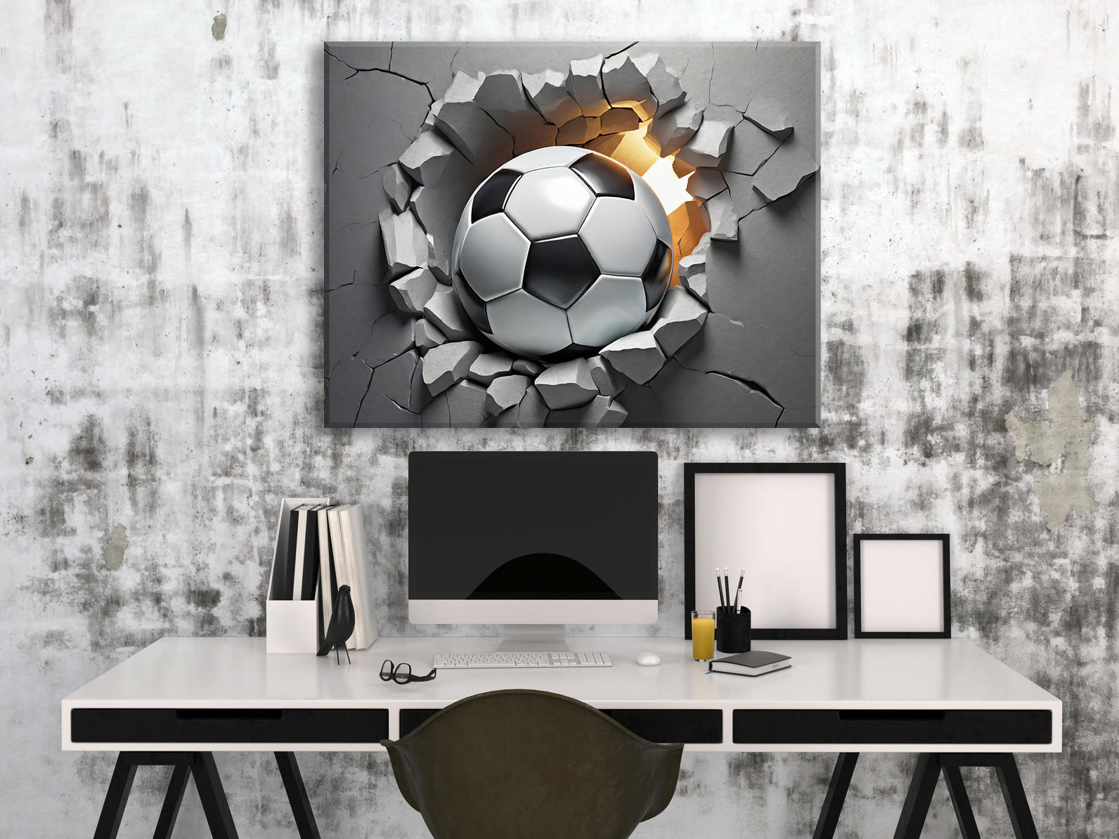 WANDBILD fußball 3d - Grau, Textil (60/40cm) - Feeby