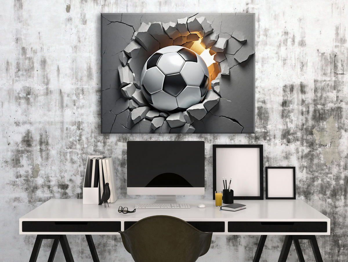 WANDBILD fußball 3d - Grau, Textil (60/40cm) - Feeby