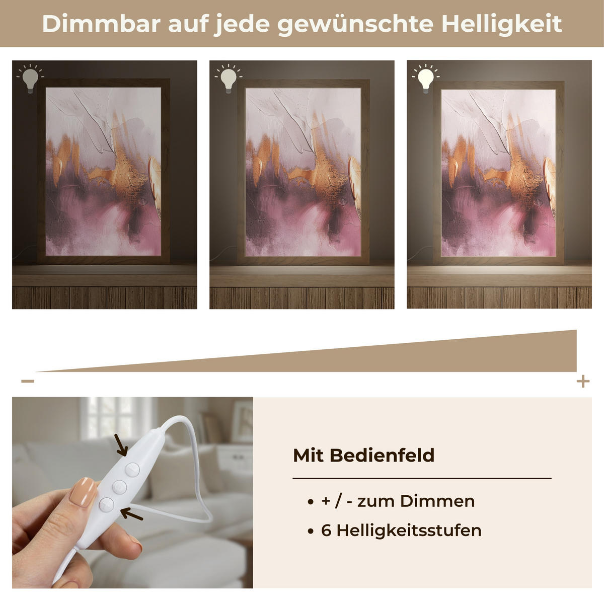 NÁSTĚNNÁ LAMPA Fialová - abstraktní - barva - zlatá 20x30 cm - světle fialová, kompozitní dřevo (20/30/8cm) - OnlyWow