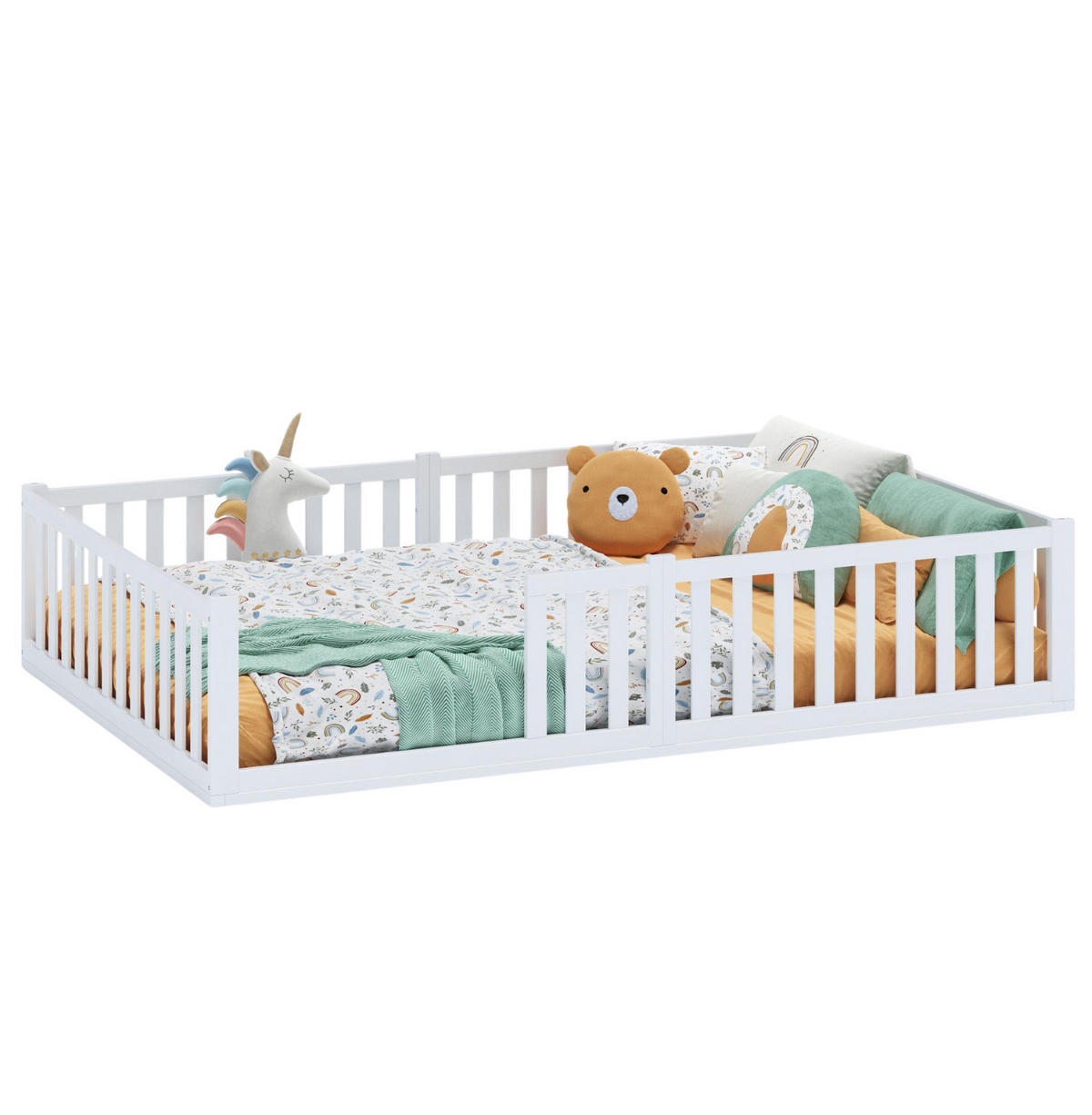 BODENBETT TITAN - Weiß, Holz (140/200cm) - Alavya Home
