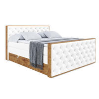 BOXSPRINGBETT mit Matratze H3|H4 und Lattenrost - LOLLI3-Z KING-120x200 - Weiß Kunstleder - Weiß, Holzwerkstoff (120/200cm) - ALTDECOR