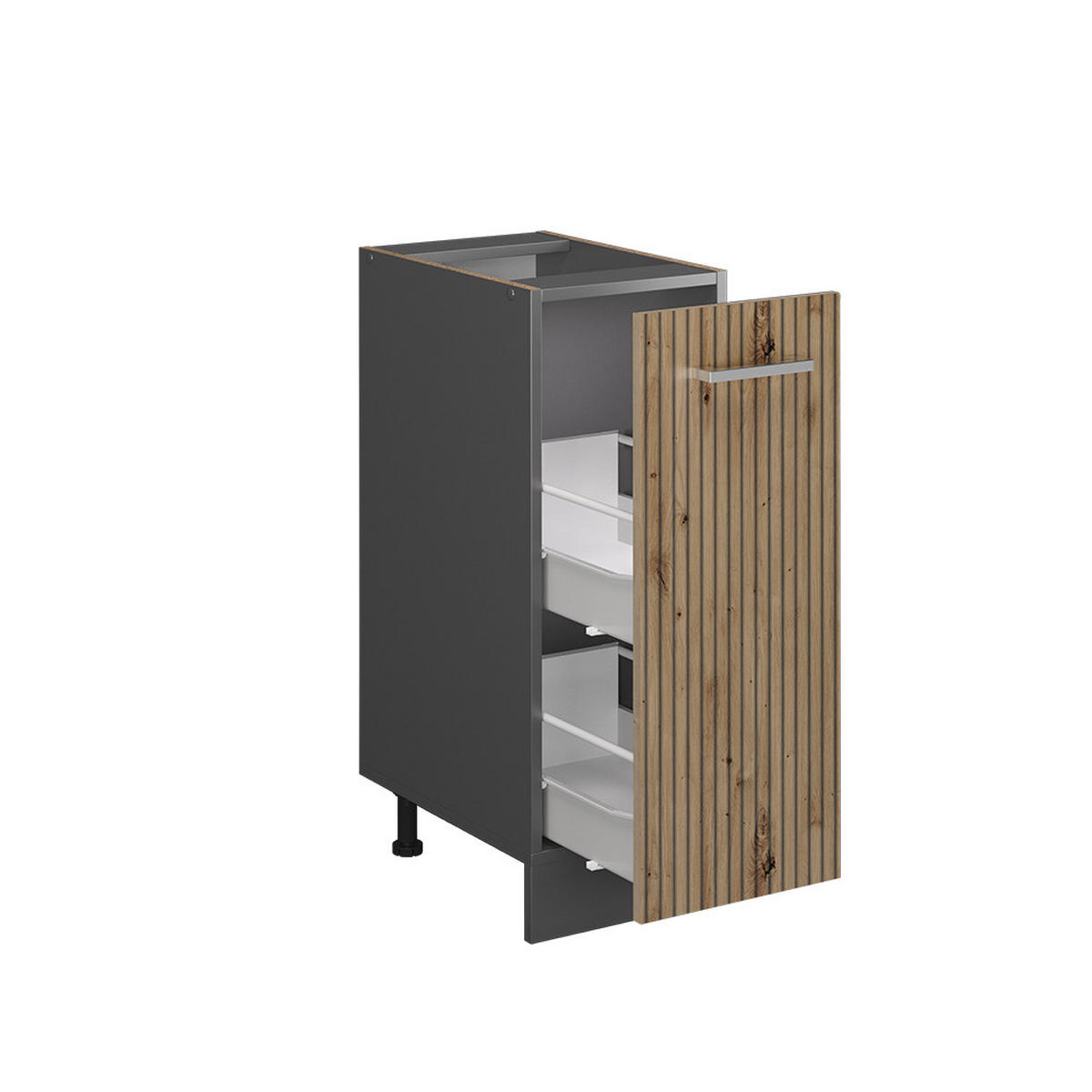 APOTHEKERUNTERSCHRANK R-Line Artisan-Eiche 30 cm AP Marmor - Anthrazit/Eiche Artisan, Holzwerkstoff (30/81.6/60cm) - Vicco