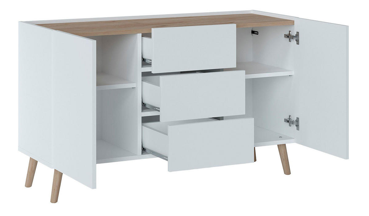 KOMMODE Scandi platingrau / Jackson Hickory 120 / 42 / 78cm - Eichefarben/Grau, Holz/Holzwerkstoff (120/78/42cm) - Feldmann-Wohnen