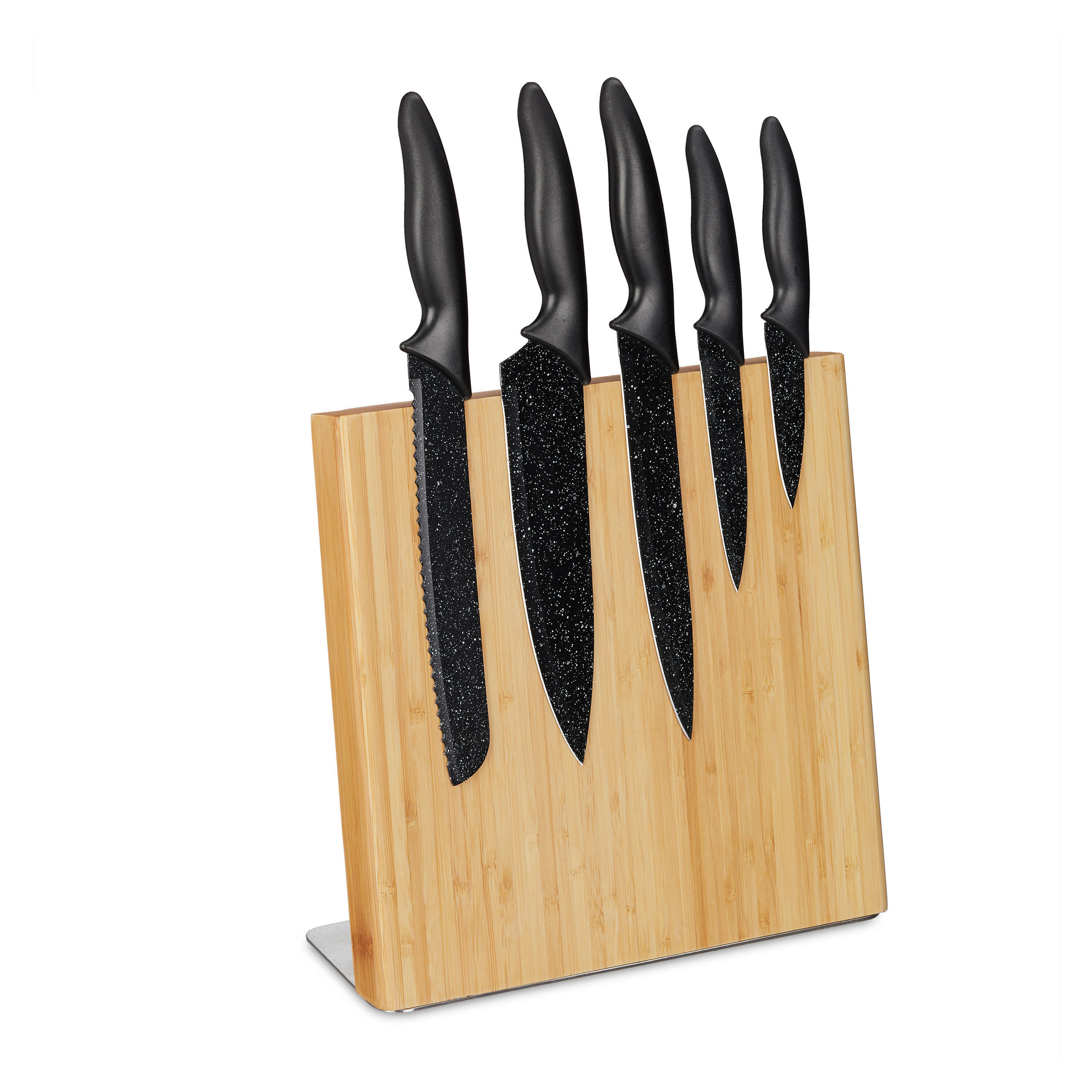 MESSERBLOCK - Hellbraun, Holz/Metall (28/27.5/12cm) - Relaxdays