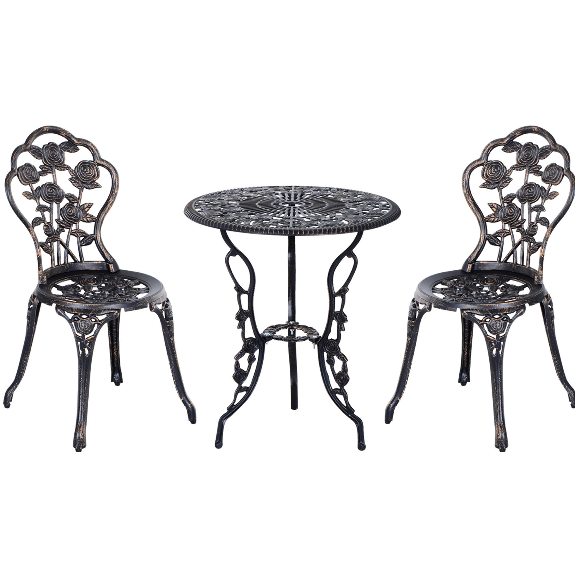 GARTENSETS aus Metall 60x60x67cm Bronze mit Schirmöffnung - Bronzefarben, Metall - Modfu