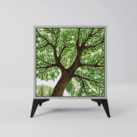 SIDEBOARD WILDERNESS DASH, Grau, 57,5x42x70,5 cm, Schwarze Metall-Sternfüße - Multicolor/Schwarz, Holzwerkstoff/Metall (57.5/70.5/42cm) - SpaceRebels