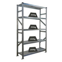 FACHBODENREGAL Proximo Stecksystem 200x120x40cm 5 Ebenen Fachlast 200 kg Beidseitig nutzbar Verzinkt - Silberfarben, Metall (120/200/40cm) - PROREGAL