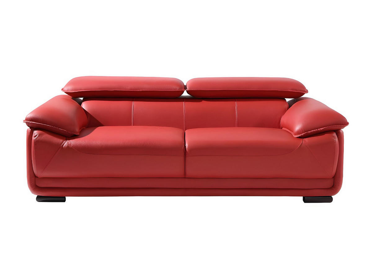 COUCHGARNITUR - 5 Personen - leder - rot Macelo - Rot, Leder (204/75/97cm) - Vente-Unique