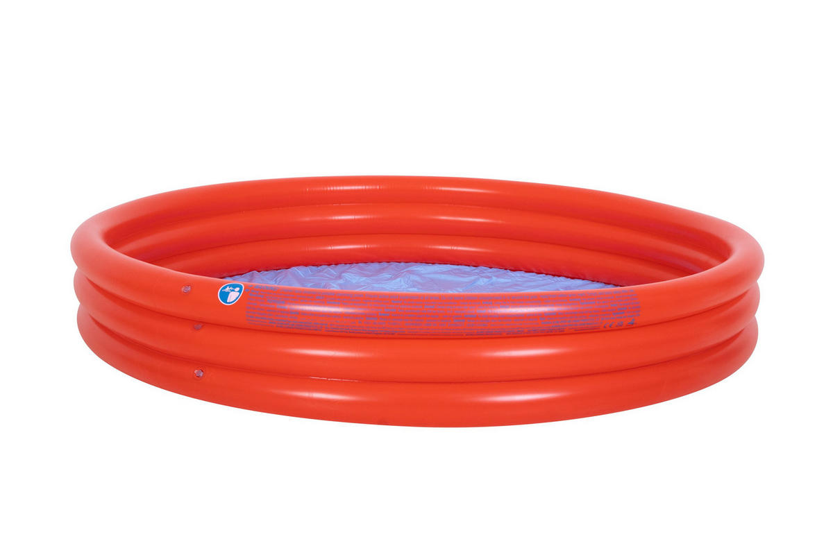 PLANSCHBECKEN aufblasbarer 3-Ring Kids Pool 122x25 cm, rot - Rot, Kunststoff (122/122/25cm) - Avenli