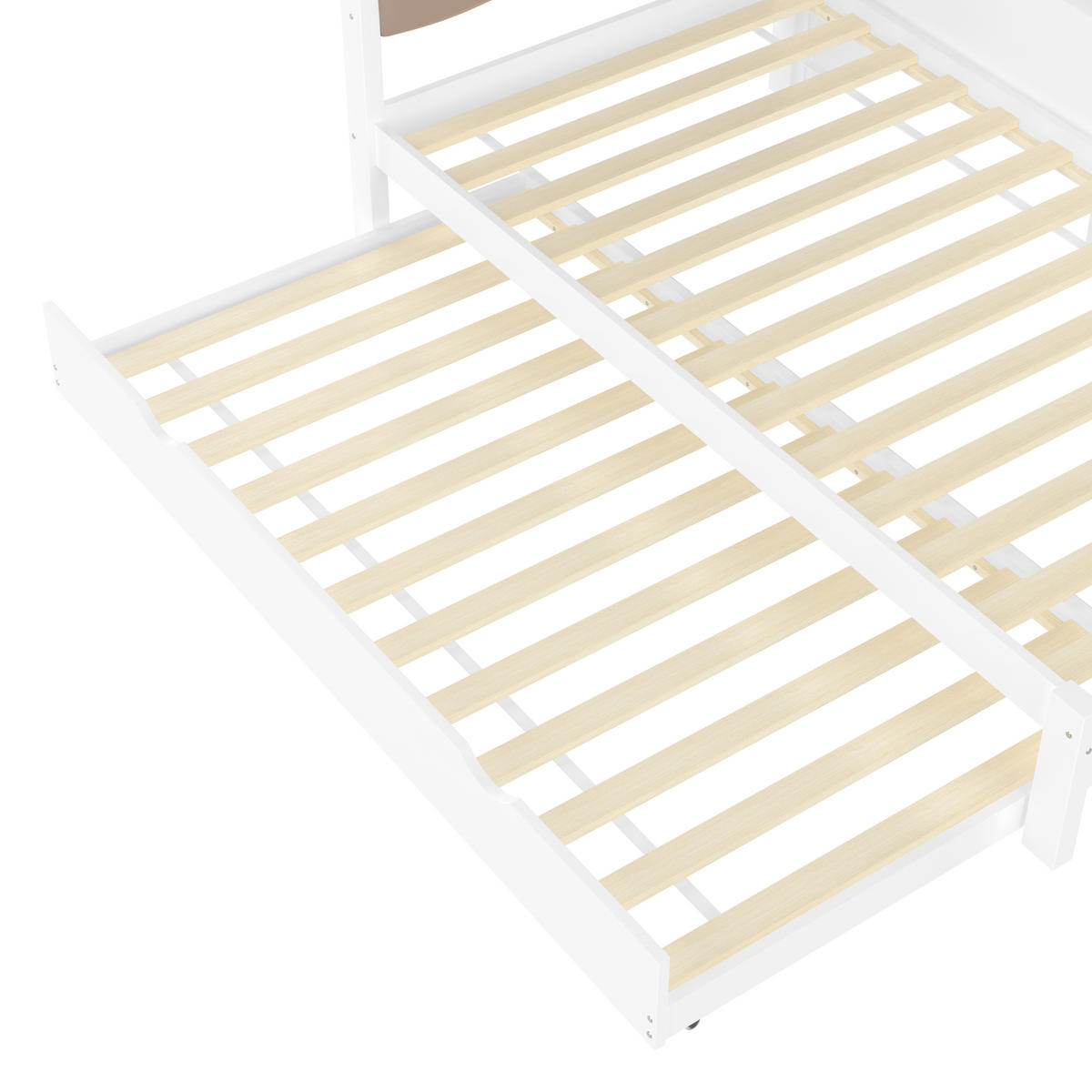 POLSTERBETT aus Kiefernholz 90x200 cm in Weiß mit Ausziehbett, LED & USB - Weiß, Holz (90/200cm) - Modfu