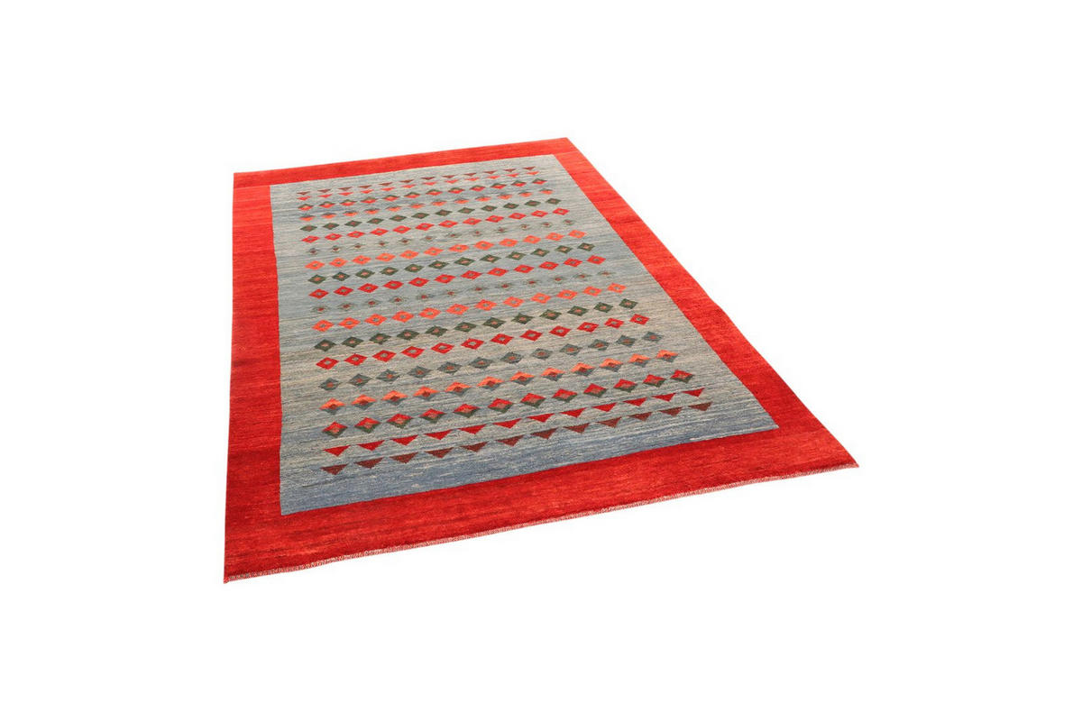 GABBEH-TEPPICH handgeknüpft Rizbaf Blau 188/151 cm Schurwolle - Blau, Textil (151/188cm) - Looma