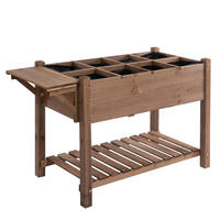 HOCHBEET Pflanzkasten mit 8 geteilten Gittern, faltbare Ablage, Massivholz, Braun - Braun, Holz (54/74/123cm) - Outsunny