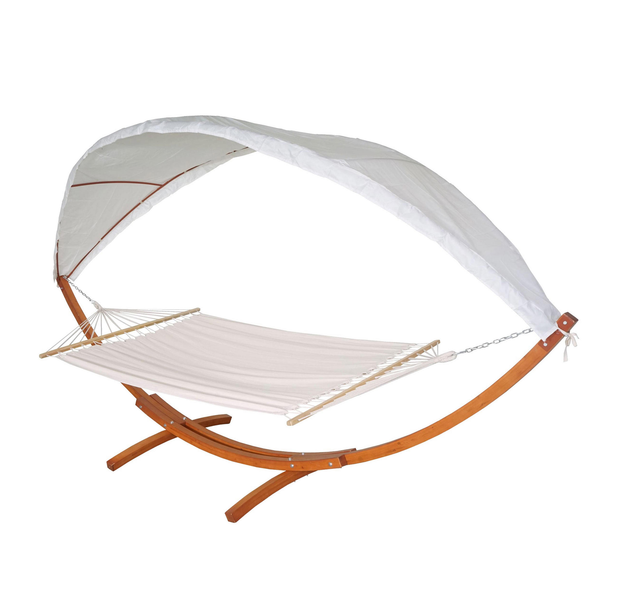 HÄNGEMATTE Braun, Cremeweiß - Braun/Weiß, Holz (420/220/150cm) - MCW