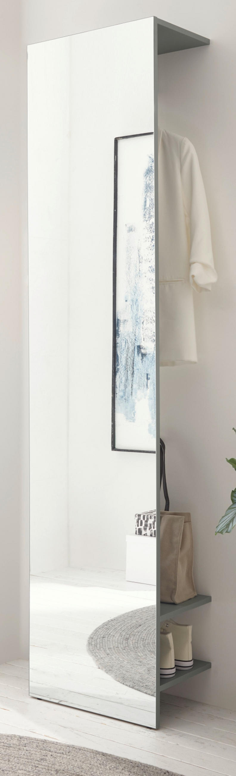 GARDEROBE in Salbei Kompaktgarderobe mit Spiegel 50 x 200 cm Center - Salbeigrün, Glas/Holzwerkstoff (50/200/30cm) - Furn.Design