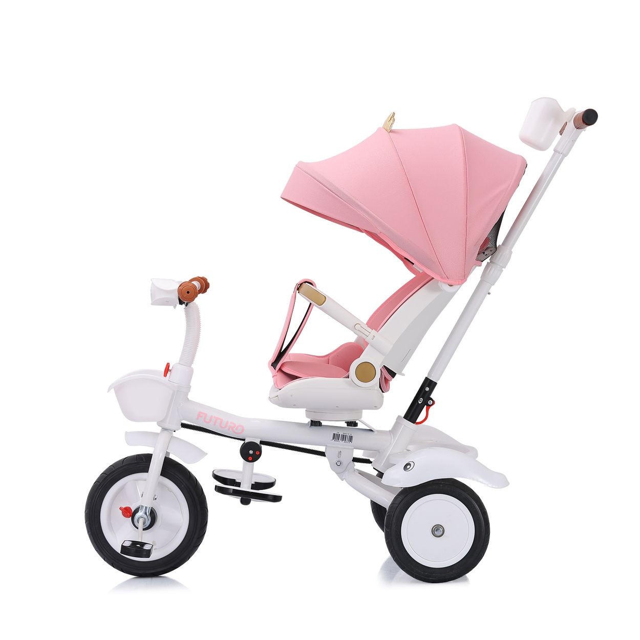 DREIRAD Futuro 2 in 1 faltbar rosa Becherhalter, Musik, Licht, Gummiräder - Rosa, Metall (90/50/95cm) - Chipolino