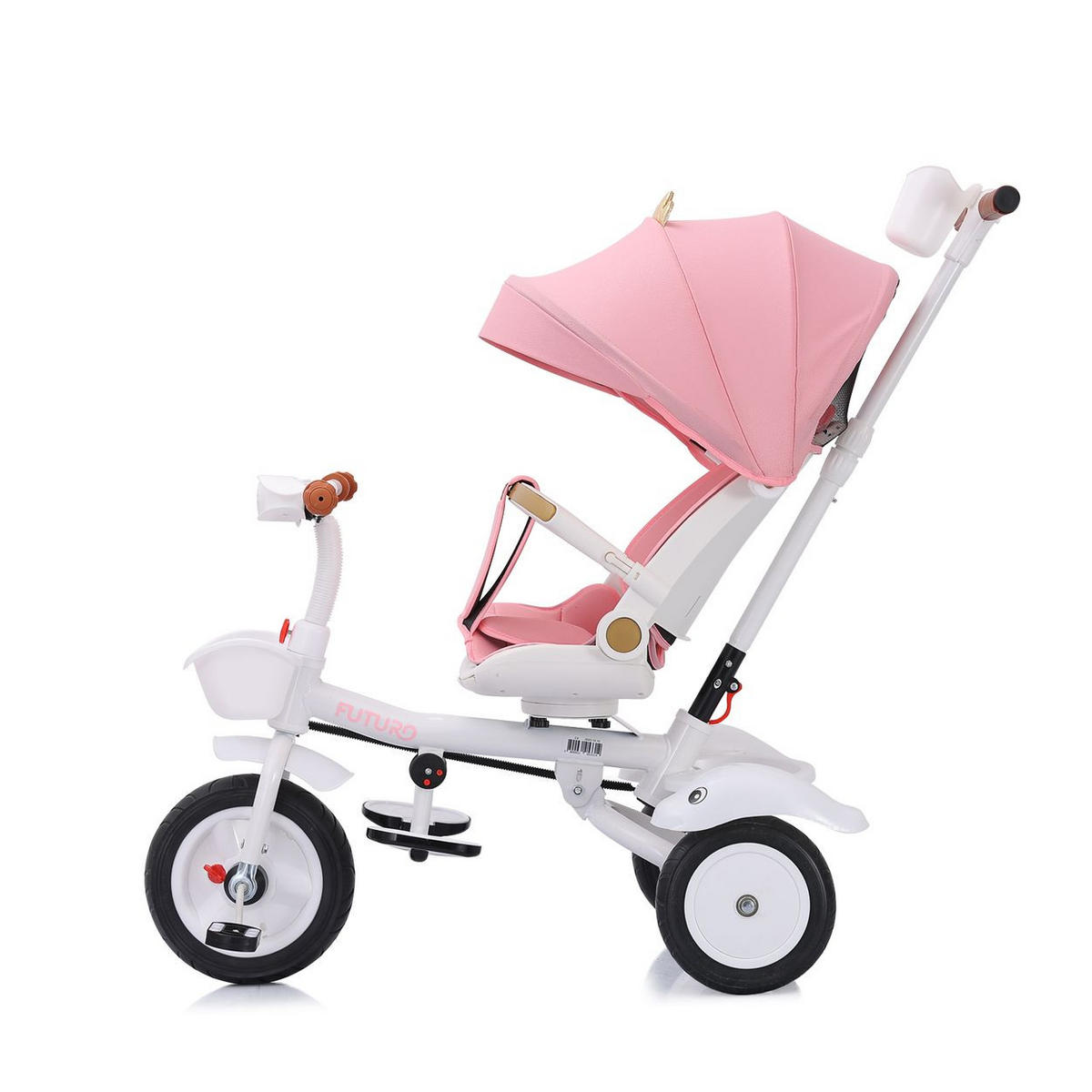 DREIRAD Futuro 2 in 1 faltbar rosa Becherhalter, Musik, Licht, Gummiräder - Rosa, Metall (90/50/95cm) - Chipolino