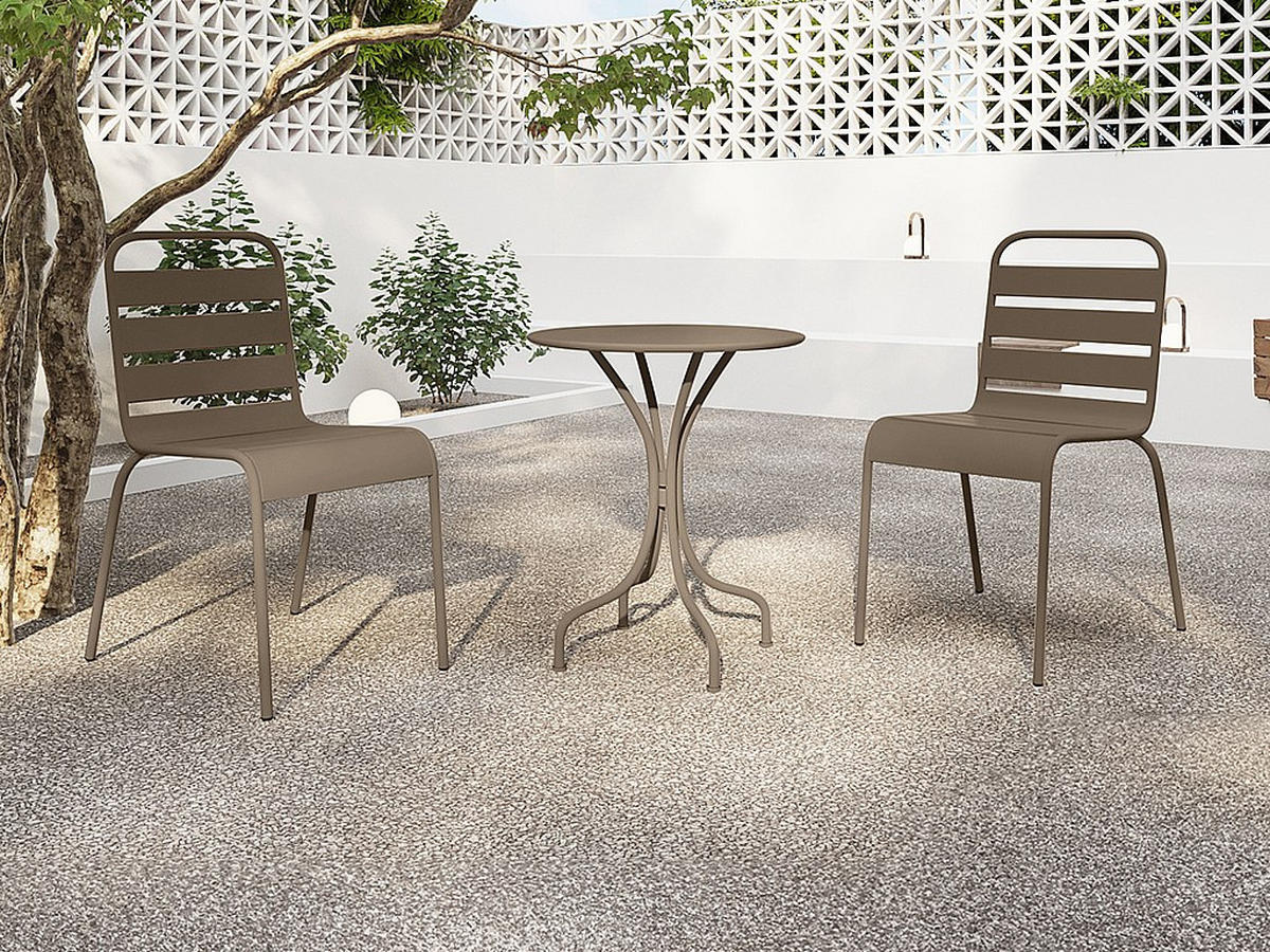 GARTENSTUHL - 47.5cm x 59cm - Stahl - taupe - MIRMANDE - Taupe, Metall (47.5/79/59cm) - Vente-Unique
