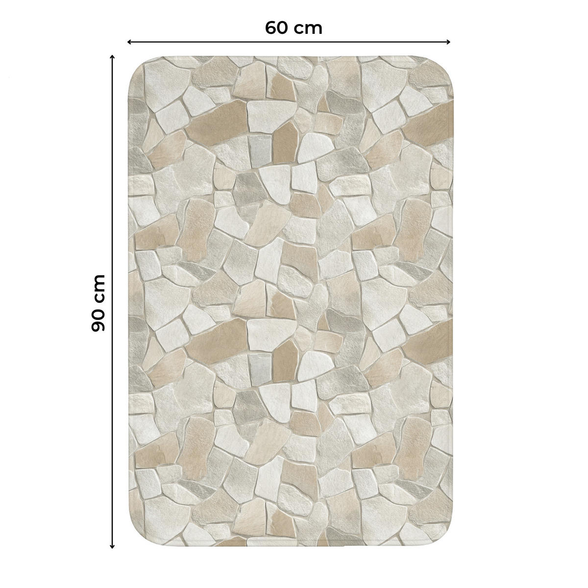 WC-VORLEGER Mosaik - Steine - Beige Toilettenvorleger 60x90 cm - Beige, Kunststoff/Textil (60/1cm) - OnlyWow