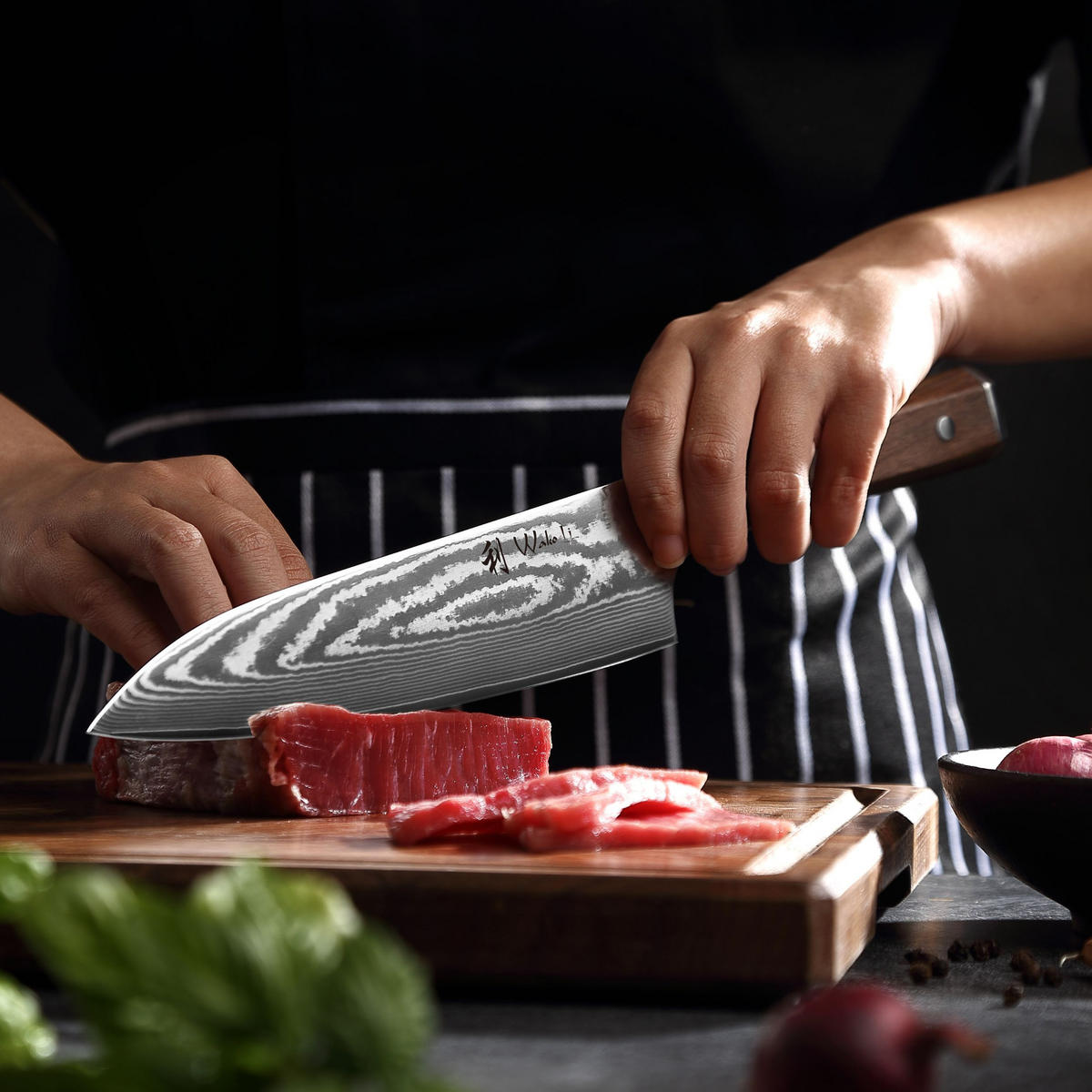 CHEFMESSER 20 cm - Nussbaumfarben, Holz/Metall (34cm) - Wakoli