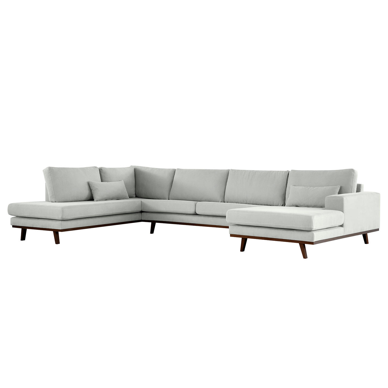 WOHNLANDSCHAFT mit Longchair - Buchefarben/Grau, Textil (371/81/219cm) - home24