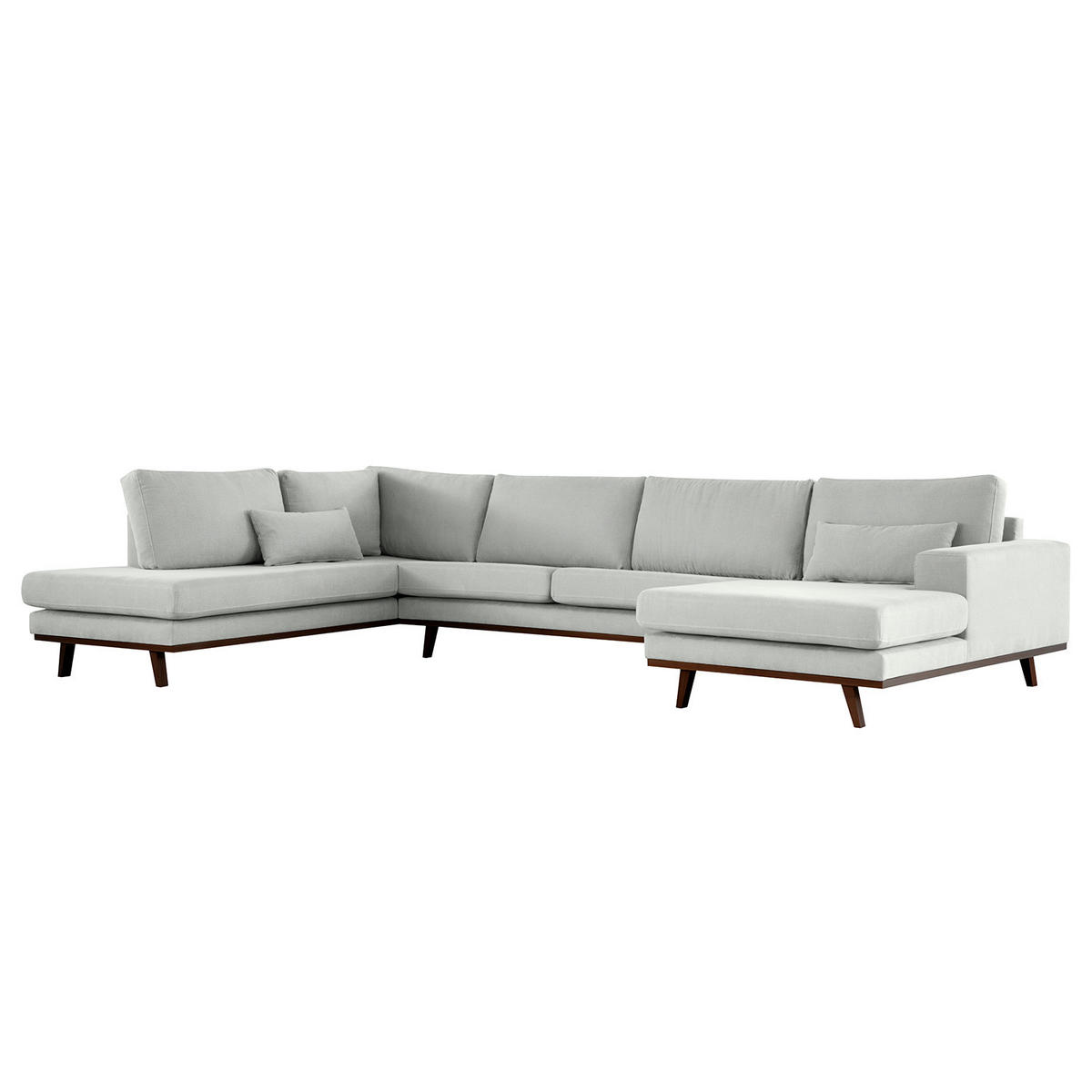 WOHNLANDSCHAFT mit Longchair - Buchefarben/Grau, Textil (371/81/219cm) - home24