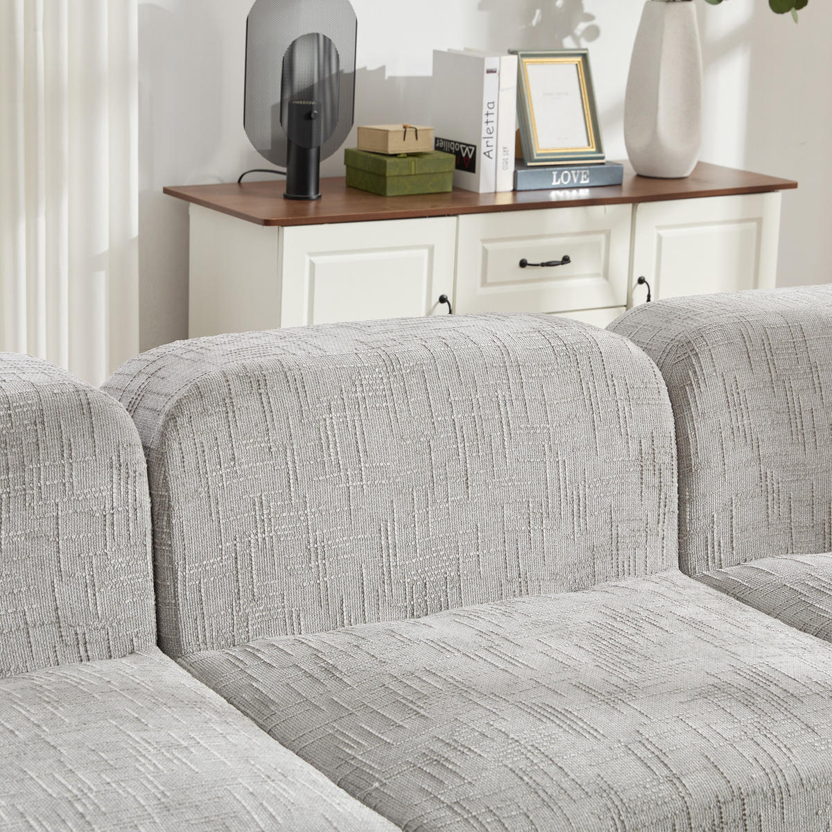 ECKSOFA Chenille Grau - Grau, Textil (269.5/182.5cm) - WISHDOR