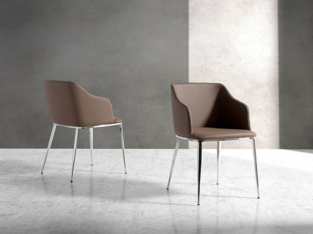 STUHL Kunstleder braun 51/56/79 cm - Chromfarben/Edelstahlfarben, Leder/Kunststoff (51/79/56cm) - ANGEL CERDA