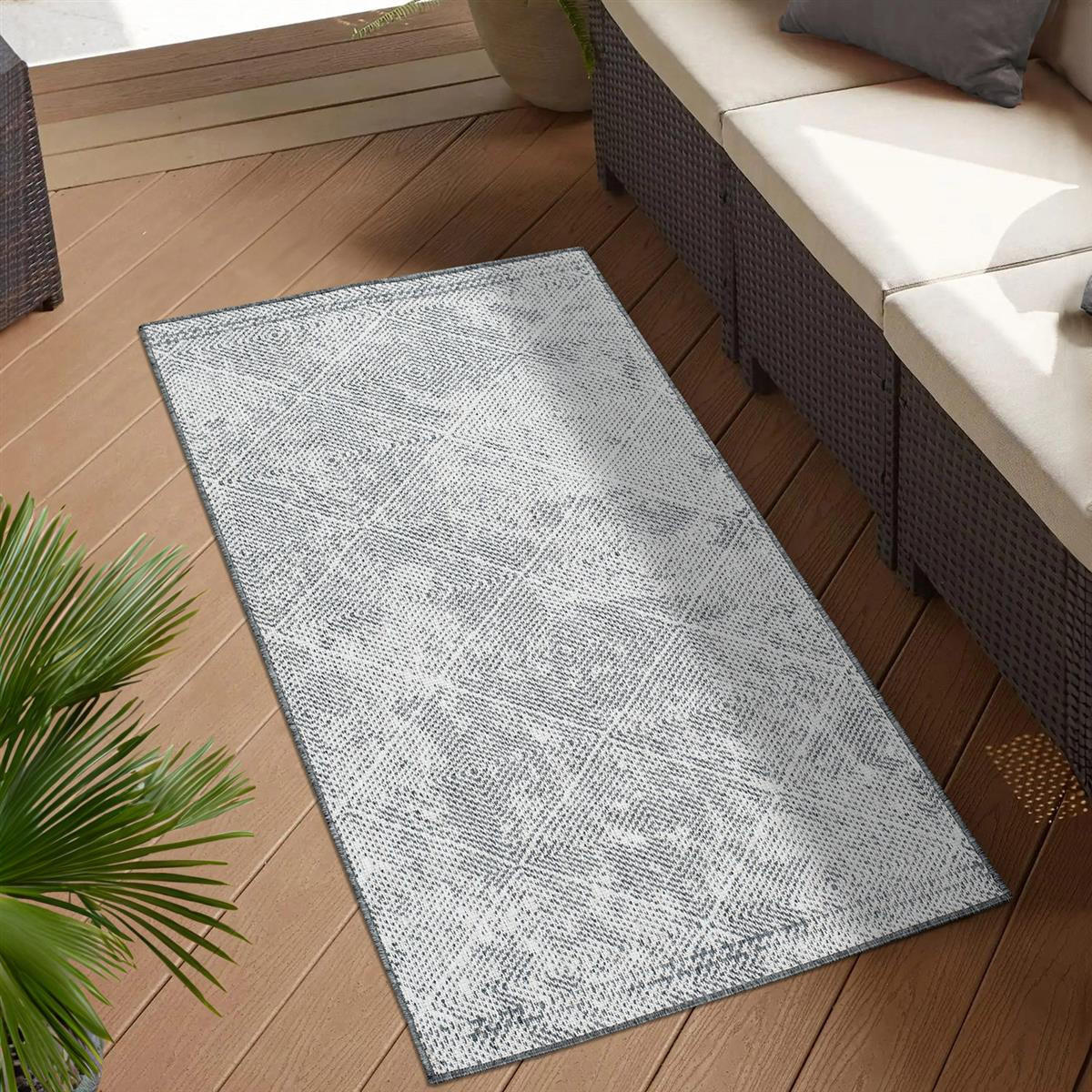 OUTDOOR-TEPPICH DuoRug 5845 Grau 80x150 cm - Grau, Textil (80/150cm) - carpet city