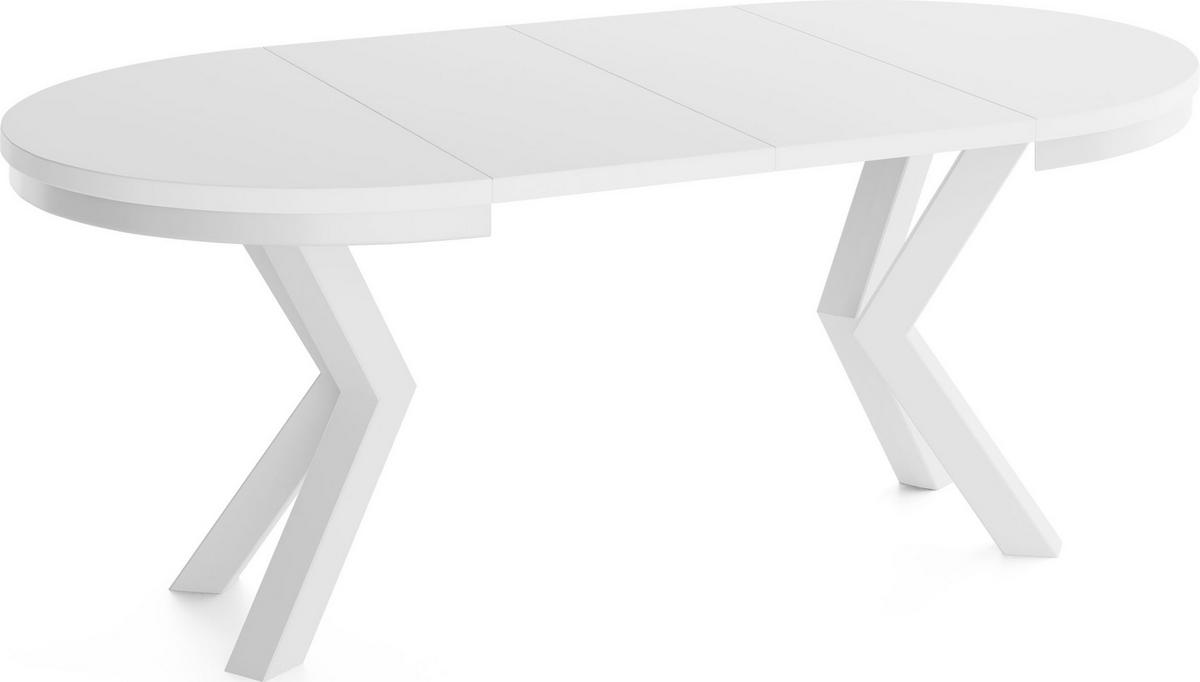 ESSTISCH Clara Weiß runder ausziehbarer, Weiß 100-180/100/76 cm - Weiß, Holzwerkstoff/Metall (100/100/76cm) - WFL GROUP