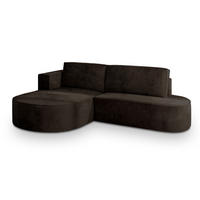 ROHOVÁ SEDAČKA CORTIO hnědá - šedá/hnědá, dřevo/textil (265/174cm) - MASSENO