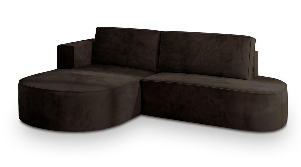 ROHOVÁ SEDAČKA CORTIO hnědá - šedá/hnědá, dřevo/textil (265/174cm) - MASSENO