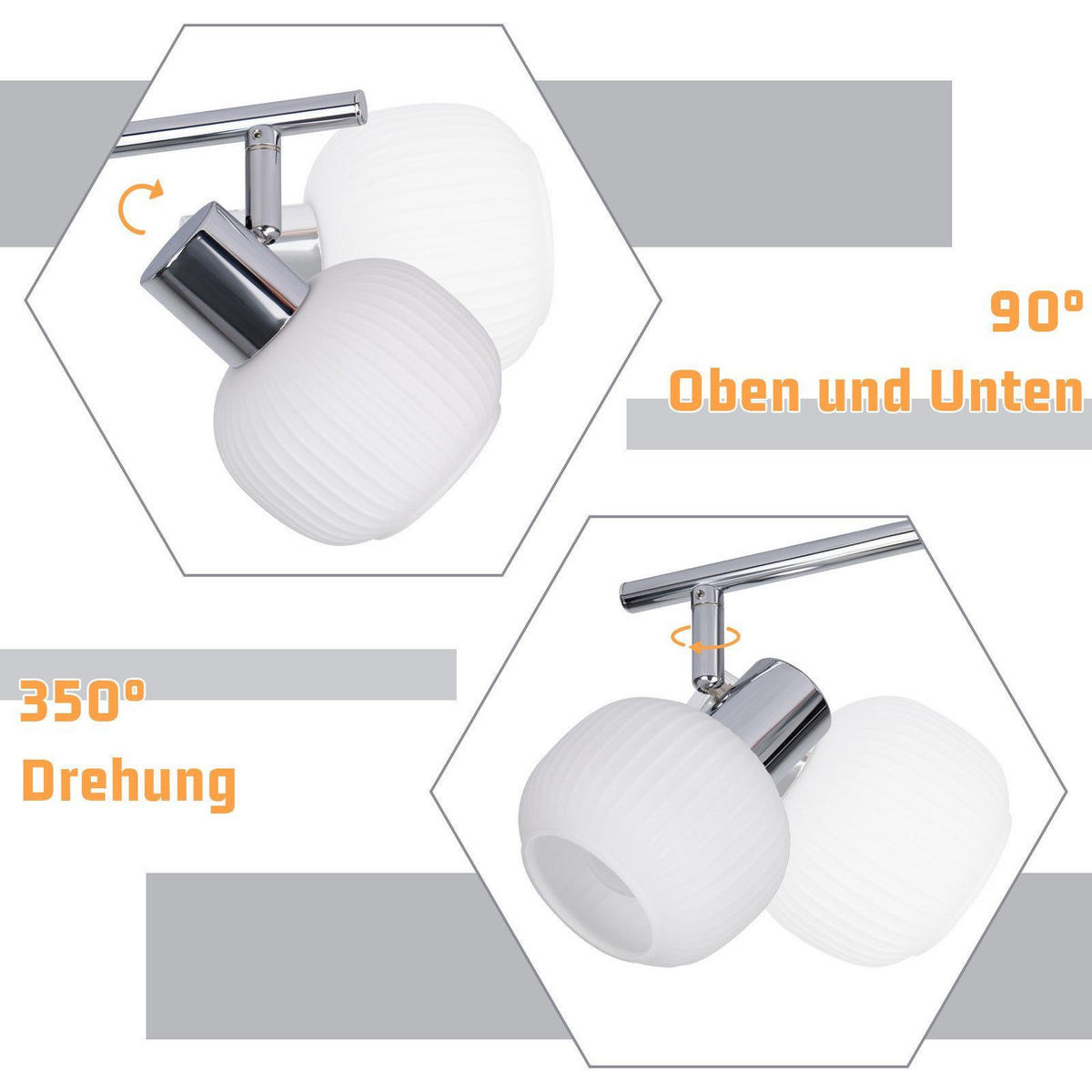 DECKENSTRAHLER Irlyra 10/16.5/42.5 cm - Weiß, Metall (42.5/10/16.5cm) - ZMH