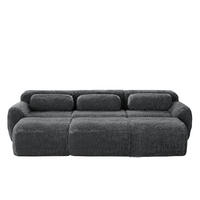 SOFA modular mit 3 Ottomanen Plüsch Grau - Grau, Kunststoff (179/73/291.1cm) - Meubliv