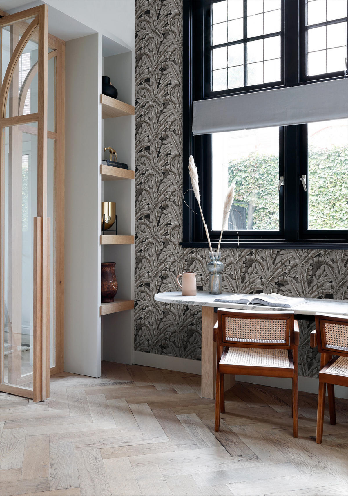 TAPETE Palmblätter 53 cm x 10.05 m - Grau, Papier (53/1000cm) - Origin Wallcoverings