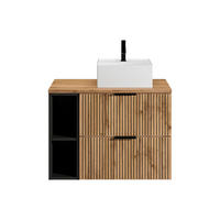 EINZELWASCHTISCH - 80 cm x 46 cm - Holz, Platte - Schwarz, Naturfarben Hell - MADELA - Schwarz/Naturfarben, Holz (80/57/46cm) - Vente-Unique