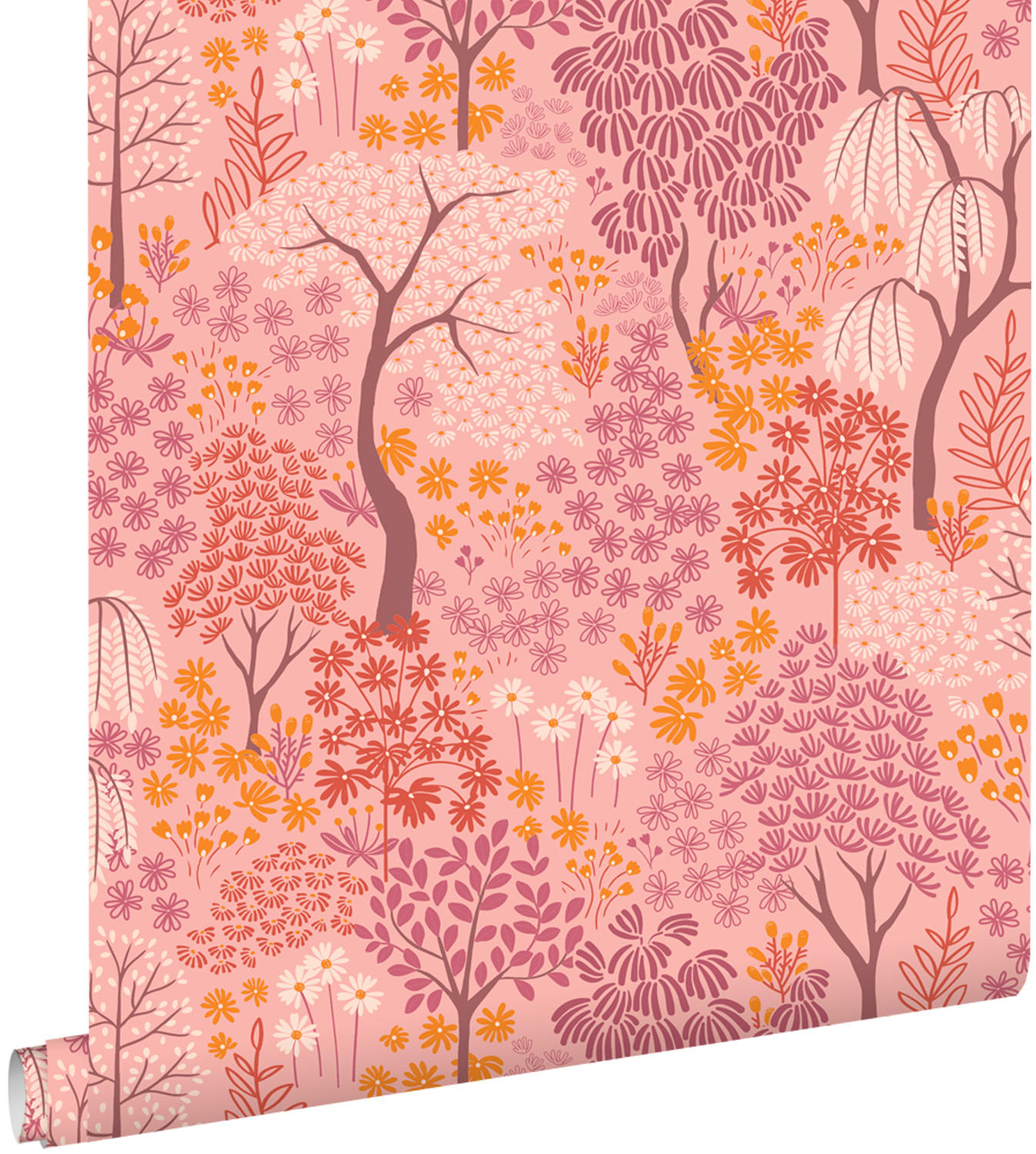 TAPETE Bäumen und Blumen 50 x 900 cm - Pink, Papier (50/900cm) - ESTAhome