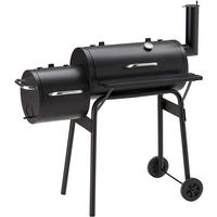 HOLZKOHLEGRILL Smoker Grill Schwarz 54 cm, Deckel, Thermometer, Räder, Outdoor BBQ Grill, Grillwagen, Gartengrill, Kohlegrill, Barbecue, Grillstation - Schwarz, Metall (58/114/104cm) - Resch