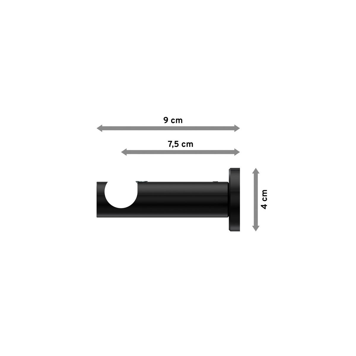TRÄGER FÜR GARDINENSTANGEN 20 mm Ø, Platon 1-läufig, Schwarz - Schwarz, Metall (9/4/4cm) - INTERDECO