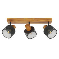 DECKENSTRAHLER Ivorlyn 42/10/17.5 cm - Schwarz, Holz/Metall (42/10/17.5cm) - ZMH