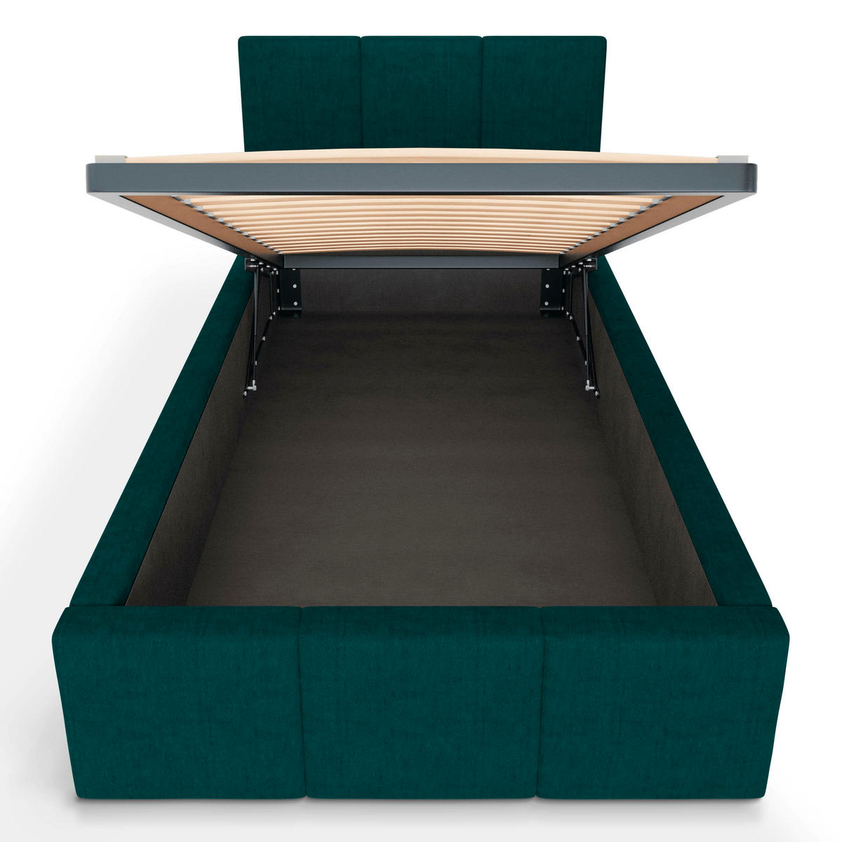 POLSTERBETT für Schlafzimmer Bett mit Stauraum Türkis 90x200cm Kopfteil 100cm - Türkis, Holzwerkstoff/Metall (90/200cm) - Muralo
